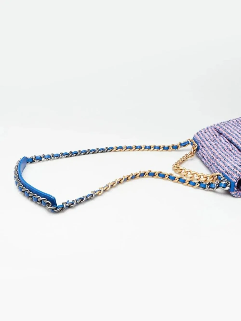 Chanel Blue/Pink Quilted Tweed Medium Chanel 19 Bag